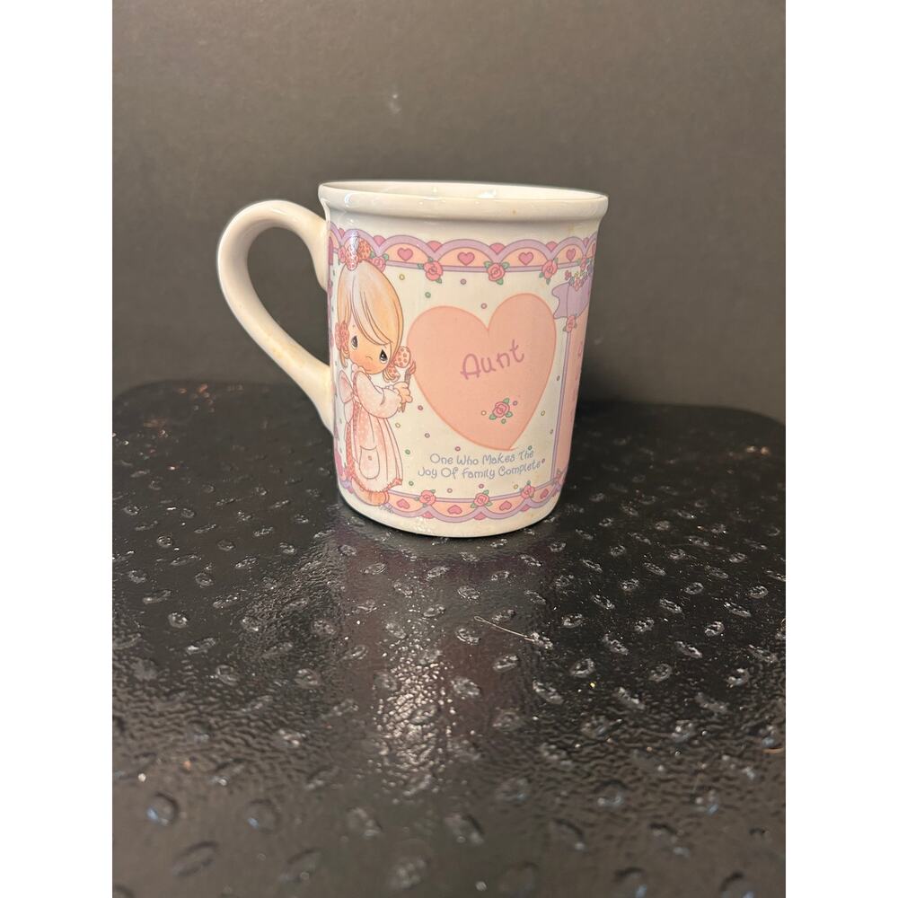 1994 Precious Moments ceramic mug features "Aunt"